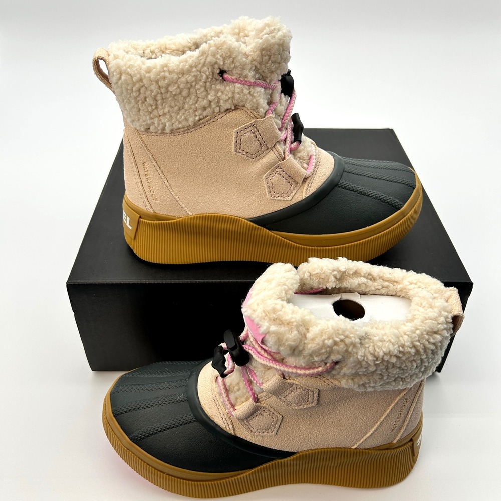 SOREL‎ Youth Waterproof Boots Size 3 Kids Out N About IV Chillz Pink Suede NEW